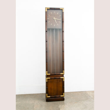Mid Century Modern Grandfather Clock Brown Brass Trend Brixon German Glass