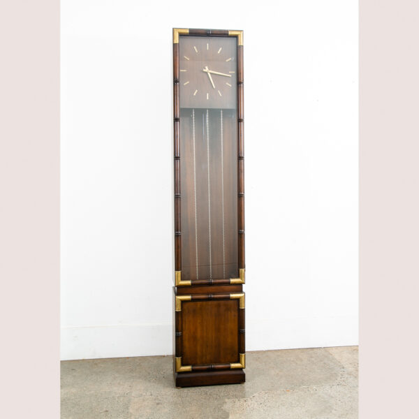 Mid Century Modern Grandfather Clock Brown Brass Trend Brixon German Glass