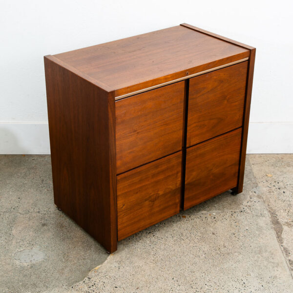 Mid Century Modern File Cabinet 2 Drawer Walnut Office Vintage Kimball Locking - Image 12