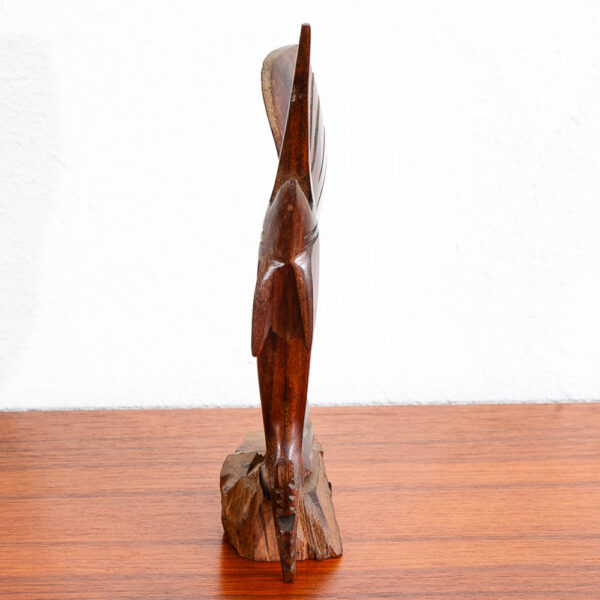 Mid Century Modern Fish Sculpture Carved Solid Rosewood Studio Made Swordfish - Image 5