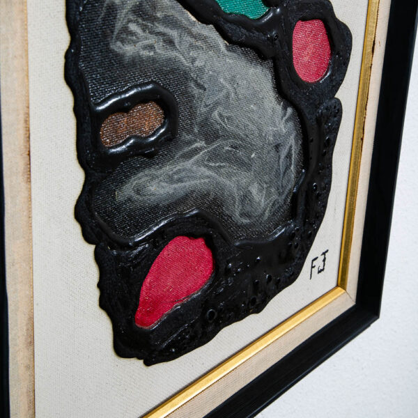 Mid Century Modern Oil Painting Abstract Expressionism Green Black Red Signed - Image 8
