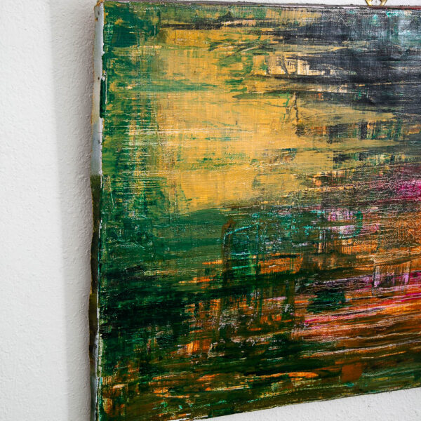 Mid Century Modern Painting Art Abstract Expressionism Yellow Orange Green Black - Image 7