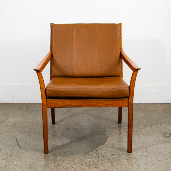 Mid Century Danish Modern Lounge Chair Armchair Rosewood Kayser Vante Leather - Image 3