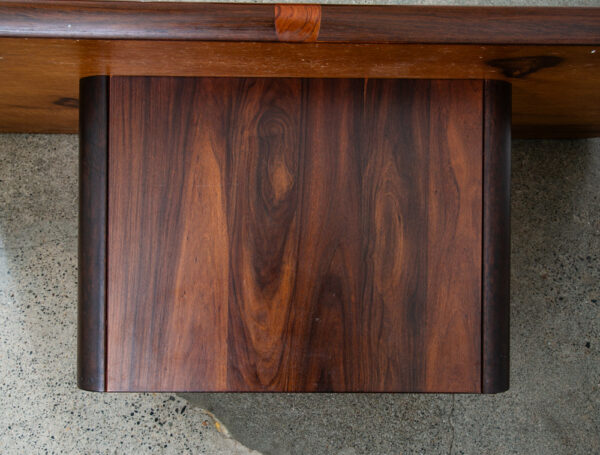 Mid Century Danish Modern Coffee Table Plinth Rosewood Rounded Rectangle Mobler - Image 6