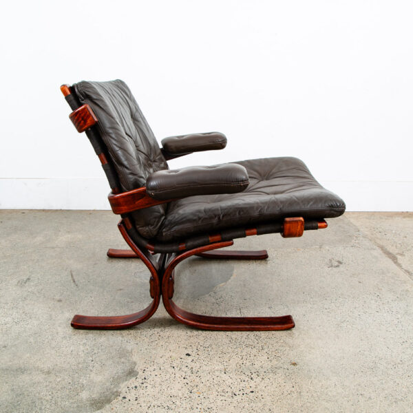 Mid Century Danish Modern Lounge Chairs Brown Leather Tufted Armchairs Pair Two - Image 12