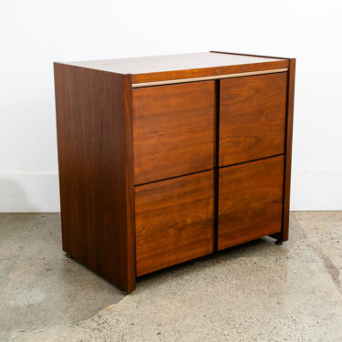 Mid Century Modern File Cabinet 2 Drawer Walnut Office Vintage Kimball Locking