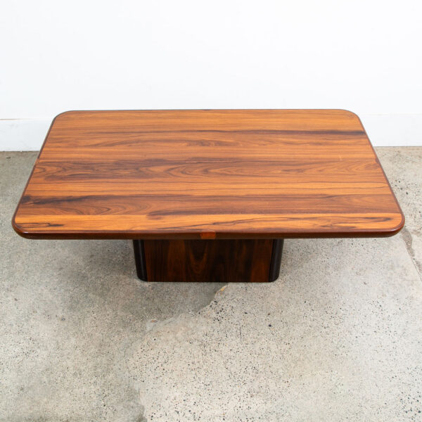 Mid Century Danish Modern Coffee Table Plinth Rosewood Rounded Rectangle Mobler - Image 2