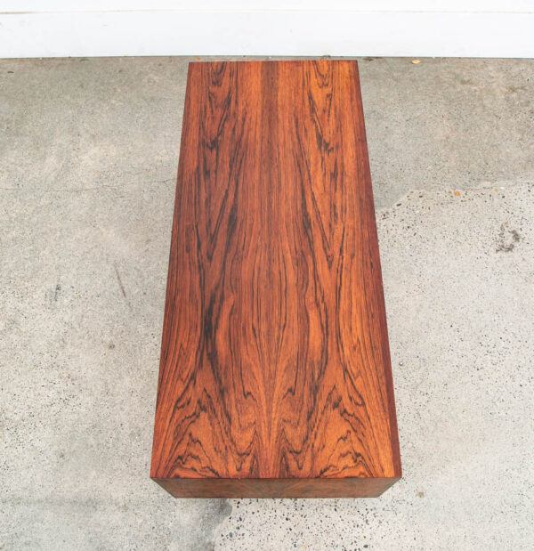 Mid Century Danish Modern End Table Side Entryway Rosewood Drawer Brass Wood Mcm - Image 4