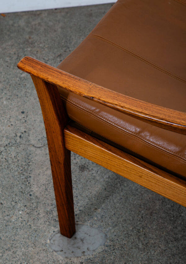 Mid Century Danish Modern Lounge Chair Armchair Rosewood Kayser Vante Leather - Image 12