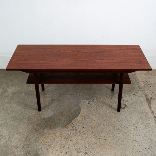 Mid Century Danish Modern Coffee Table Solid Teak Denmark Surfboard Shelf Mcm M - Image 2