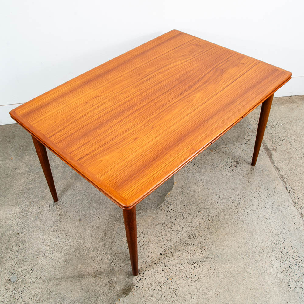 Mid Century Danish Modern Dining Table Teak Extension 2 Draw Leaf