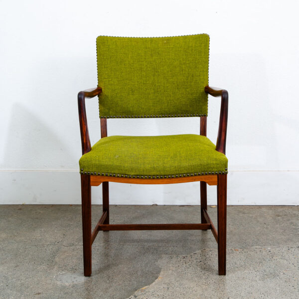 Mid Century Danish Modern Armchairs Chairs Ole Wanscher Rosewood Avocado Green 2 - Image 5