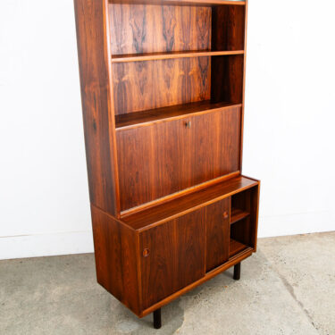 Mid Century Danish Modern Bookshelf Cabinet Rosewood Drawers Kai Winding Leaf