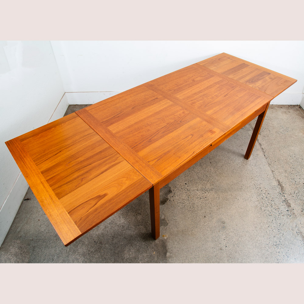 Mid Century Danish Modern Dining Table Teak Extension x2 Draw Leaf Denmark AM - Image 2