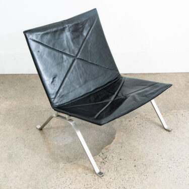 Mid Century Danish Modern Lounge Chair PK22 Kjaerholm Black Leather Easy Mcm