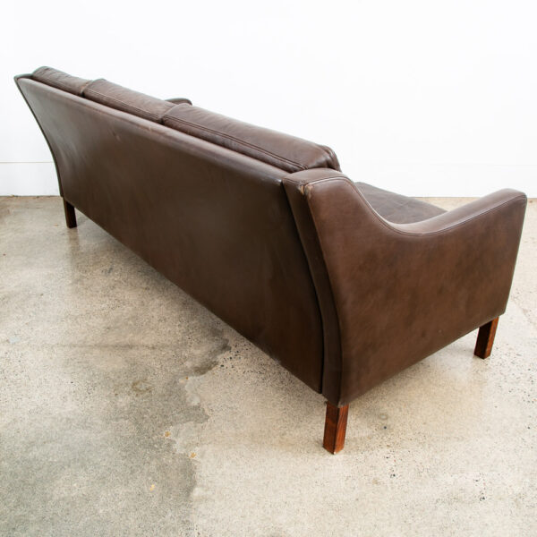 Mid Century Danish Modern Sofa Couch Brown Leather 3 seater Denmark Vintage Mcm - Image 6