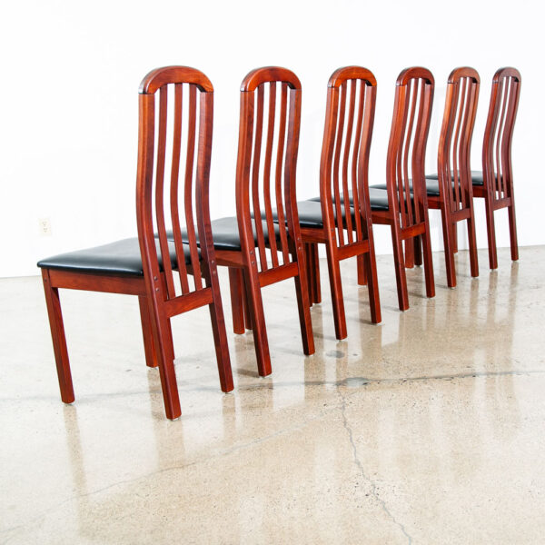 Mid Century Danish Modern Dining Chairs Set 6 Beech Black High Back Denmark Mcm - Image 3