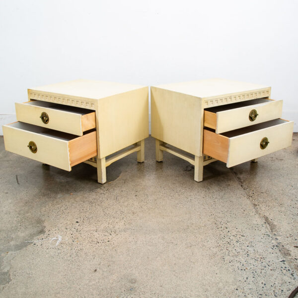 Mid Century Modern Nightstands Side Tables End White 2 Drawers Brass Clover Mcm - Image 12