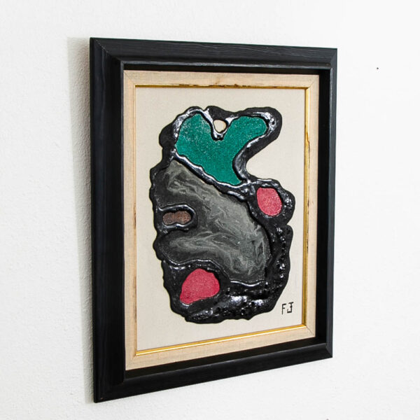 Mid Century Modern Oil Painting Abstract Expressionism Green Black Red Signed - Image 2