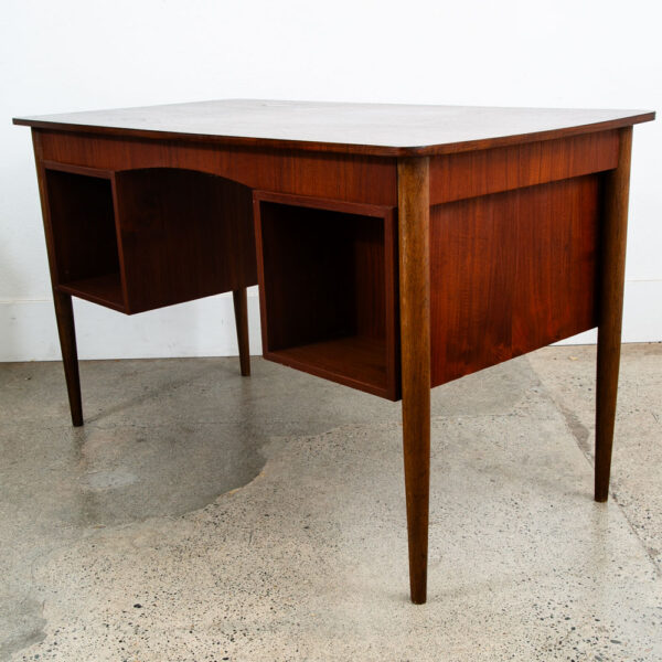 Mid Century Danish Modern Desk Executive Teak 6 Drawer Bookshelf Floating Doors - Image 8