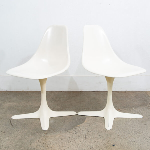 Mid Century Danish Modern Set 6 Burke White Chairs Knoll Style 4 Point Side Mcm - Image 6