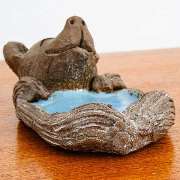 Art Pottery Earthenware Baby Bear Soap Dish Blue Margaret Hudson Studio Designed - Image 2