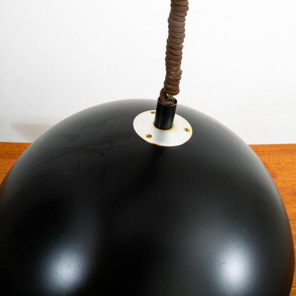 Mid Century Modern Danish Pendant Light Fixture Hanging Fog & Morup Black Dome - Image 8
