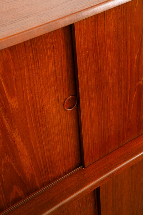 Mid Century Danish Modern Credenza Highboard Teak Sliding Doors Bar Mobler Mcm - Image 11