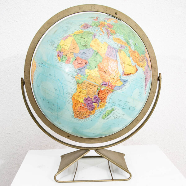 Mid Century Modern Globe of Earth 12 inch metal Frame Black Vintage 1960s Table - Image 11