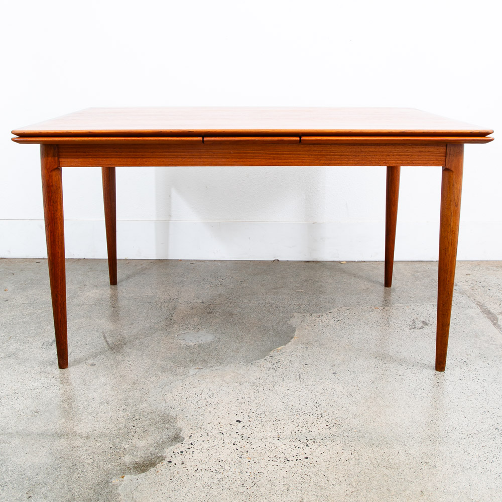 Mid Century Danish Modern Dining Table Teak Extension 2 Draw Leaf Denmark Mcm - Image 6