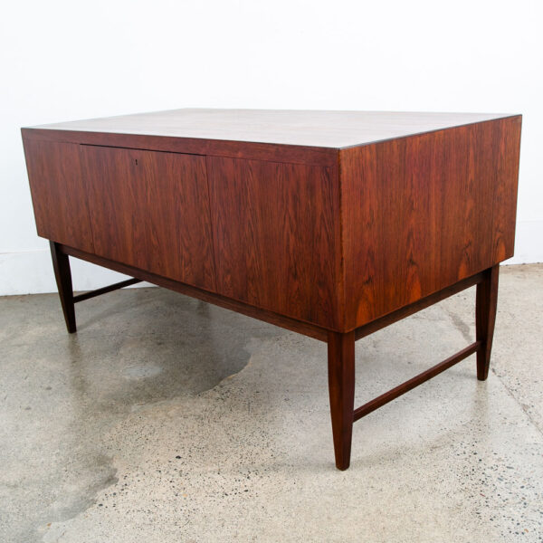Mid Century Danish Modern Desk Brazilian Rosewood Office Wood 6 Drawer Bookshelf - Image 5