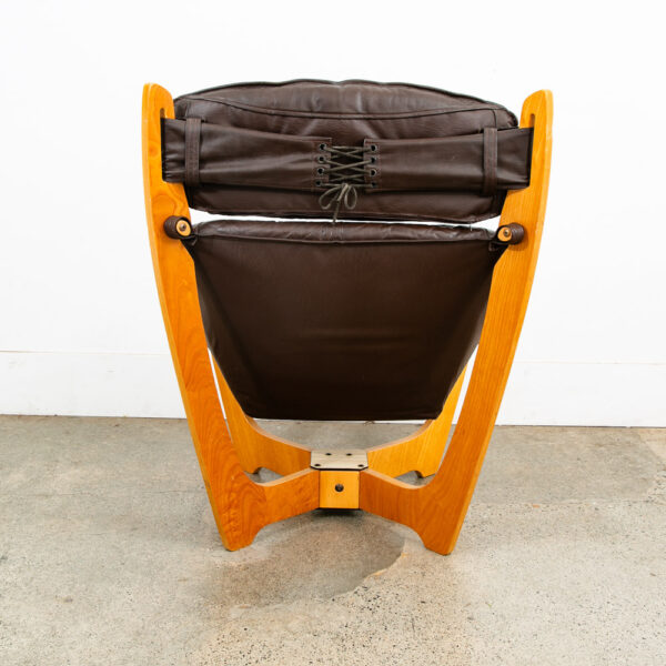 Mid Century Danish Modern Lounge Chairs Set Brown Leather Luna Odd Knutsen 2 Two - Image 8