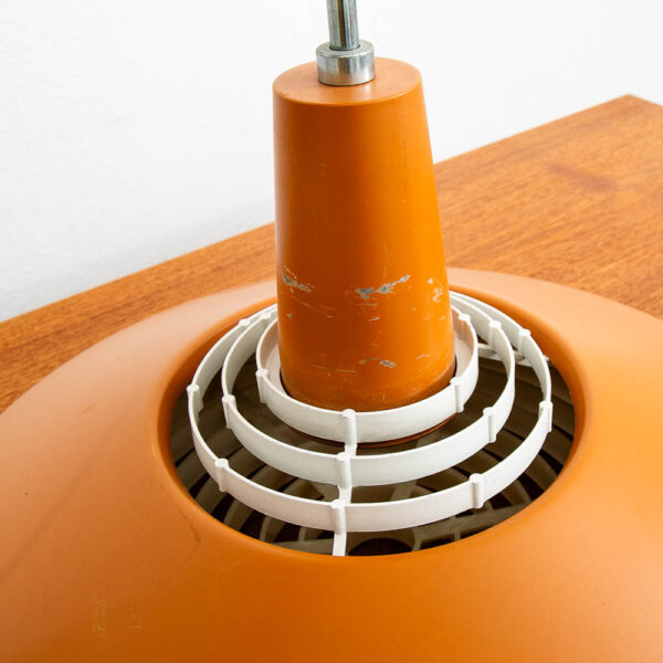 Mid Century Modern Nordisk Solar Pendant Light Fixture Orange Metal Hanging - Image 7