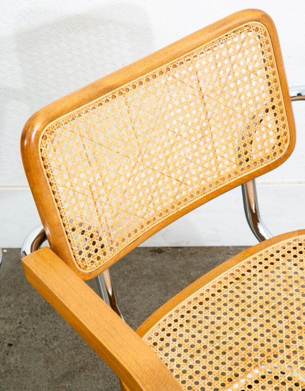 Mid Century Modern Dining Chairs Pair Cesca Italy Marcel Breuer Cane Armchair 2 - Image 9