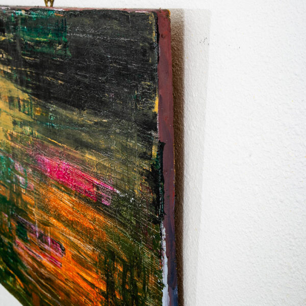 Mid Century Modern Painting Art Abstract Expressionism Yellow Orange Green Black - Image 6