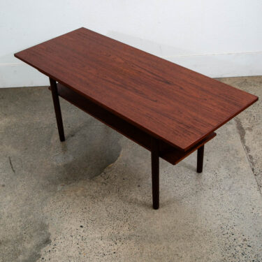 Mid Century Danish Modern Coffee Table Solid Teak Denmark Surfboard Shelf Mcm M