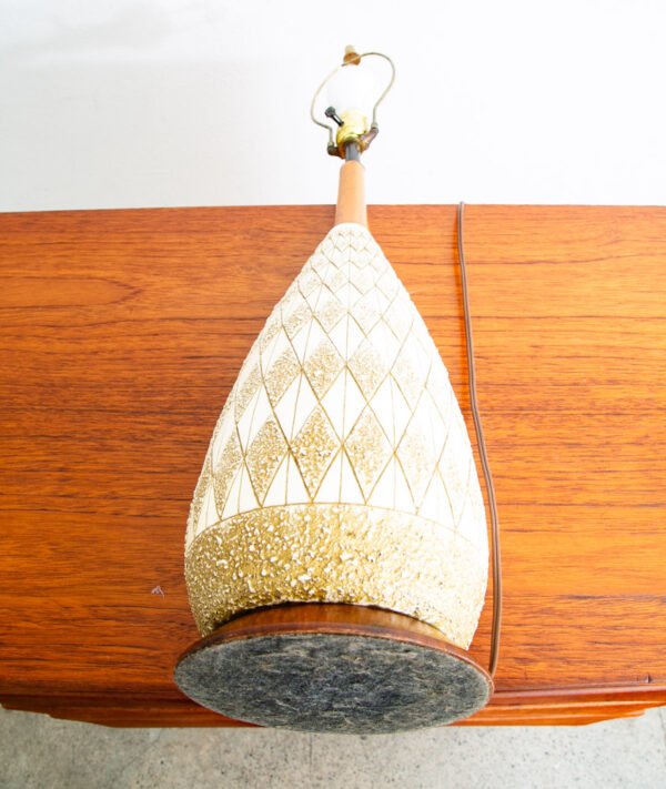 Mid Century Modern Lamp Set Walnut Ceramic Wood Pair Tall Table Vintage Light 2 - Image 5