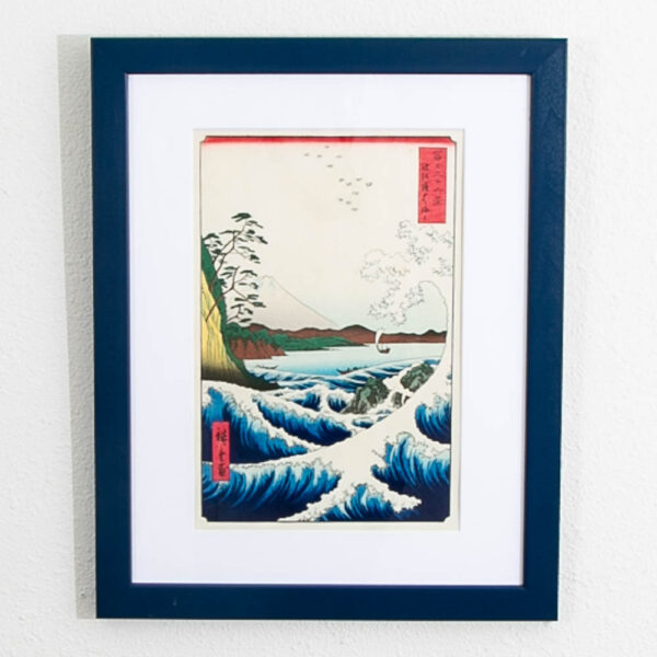 Vintage Japanese Woodblock Prints "Angry Waves at Satta, Suruga" Japanese Print Stamped