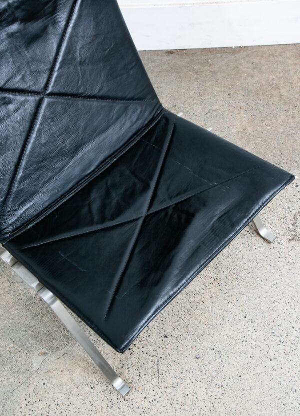 Mid Century Danish Modern Lounge Chair PK22 Kjaerholm Black Leather Easy Mcm - Image 8