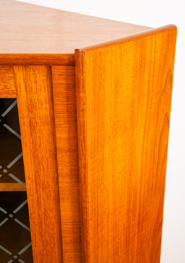 Mid Century Danish Modern Corner Cabinet Teak Wood Bar Denmark Drawers Glass Mcm - Image 10