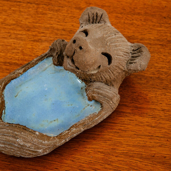 Art Pottery Earthenware Baby Bear Soap Dish Blue Margaret Hudson Studio Designed - Image 7