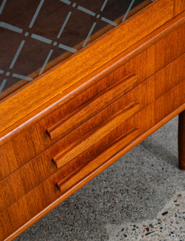 Mid Century Danish Modern Corner Cabinet Teak Wood Bar Denmark Drawers Glass Mcm - Image 7