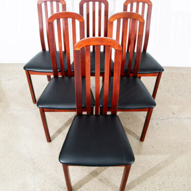 Mid Century Danish Modern Dining Chairs Set 6 Beech Black High Back Denmark Mcm