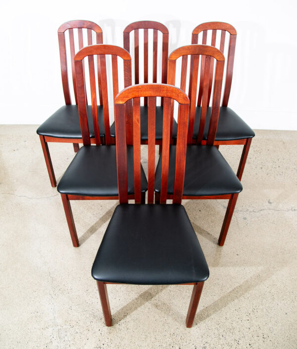 Mid Century Danish Modern Dining Chairs Set 6 Beech Black High Back Denmark Mcm