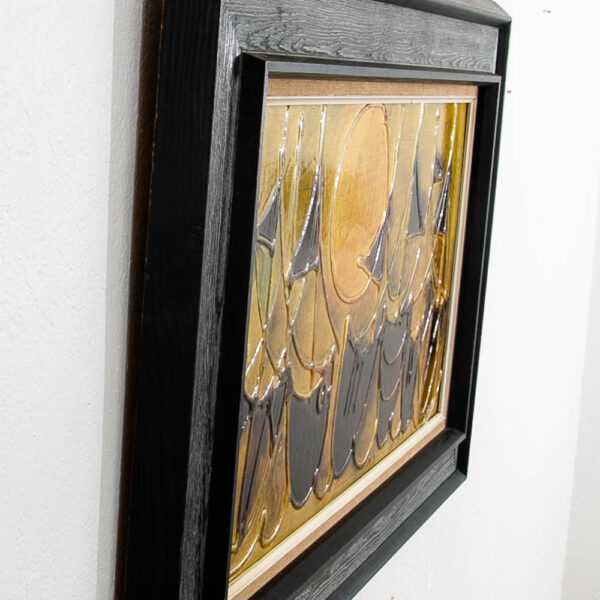 Mid Century Modern Painting Art Abstract Expressionism Gold Green Brown with Black Frame Mcm - Image 7