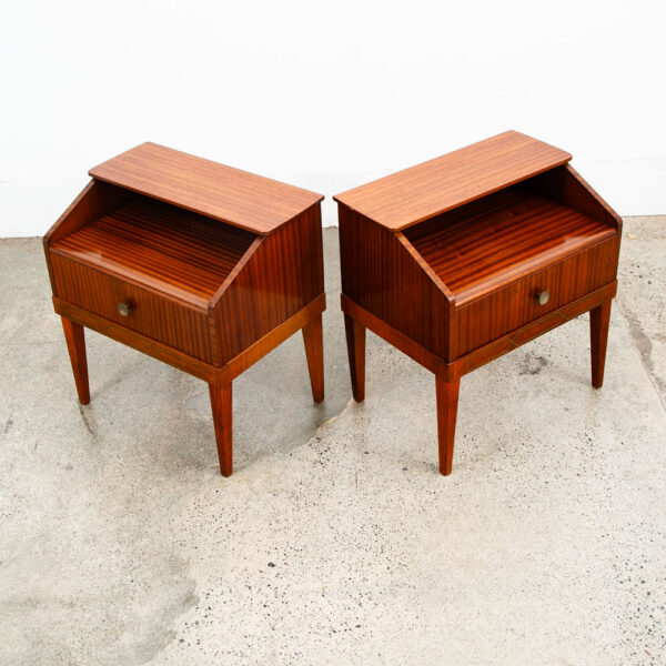 Mid Century Modern Nightstands End Side Tables Mahogany Drawer Shelf Vintage Mcm - Image 8