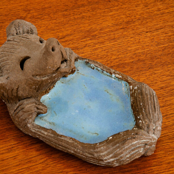 Art Pottery Earthenware Baby Bear Soap Dish Blue Margaret Hudson Studio Designed - Image 6