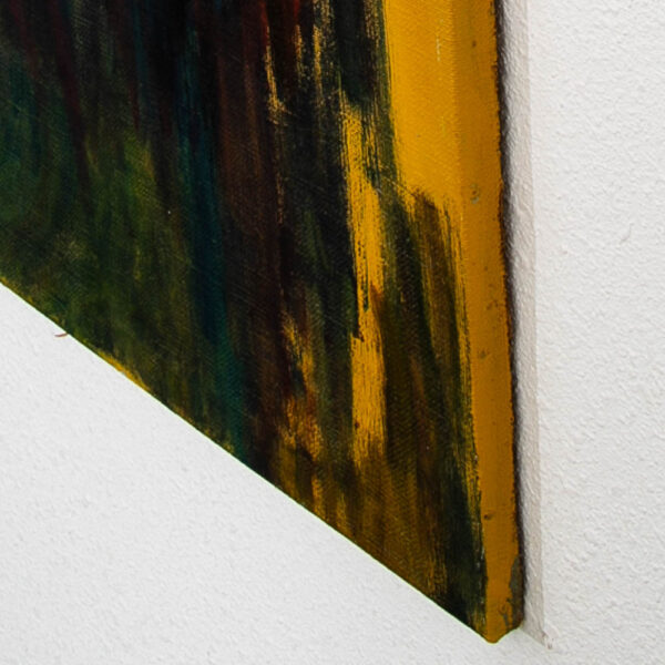 Mid Century Modern Painting Art Abstract Expressionism Yellow and Black Mcm - Image 8