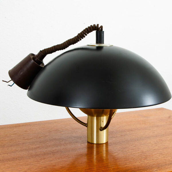 Mid Century Modern Danish Pendant Light Fixture Hanging Fog & Morup Black Dome - Image 2