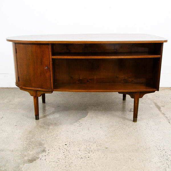 Mid Century Danish Modern Desk Floating 6 Drawer Executive Bar Walnut Mcm Shelf - Image 5